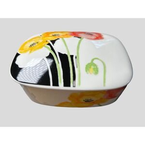 Mikasa‎ Michael Lax Art Deco Poppy Design Bone China Trinket Box